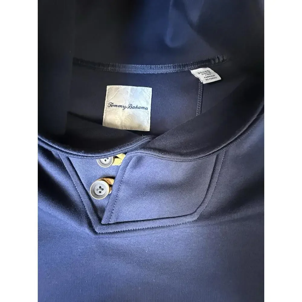 Tommy Bahama Men’s Pullover Navy Blue Shawl Button Neck XL - Picture 5 of 7
